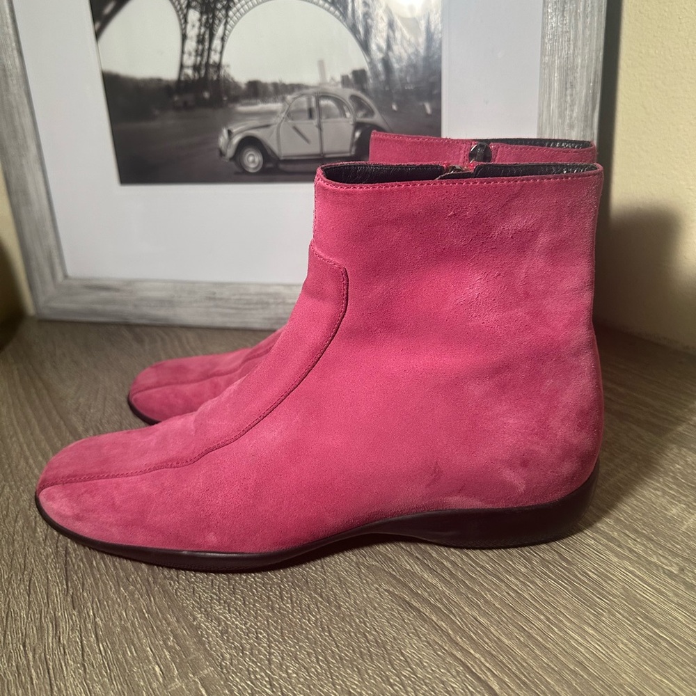 PRADA Italy Women's Linea Rossa Boots Size 38,5, Suede, Fuchsia